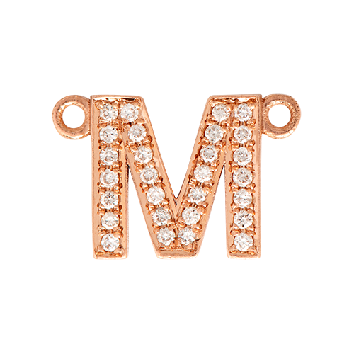 White Diamond + 14k Rose Gold Letter Charm