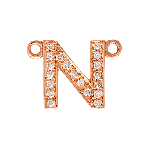 White Diamond + 14k Rose Gold Letter Charm
