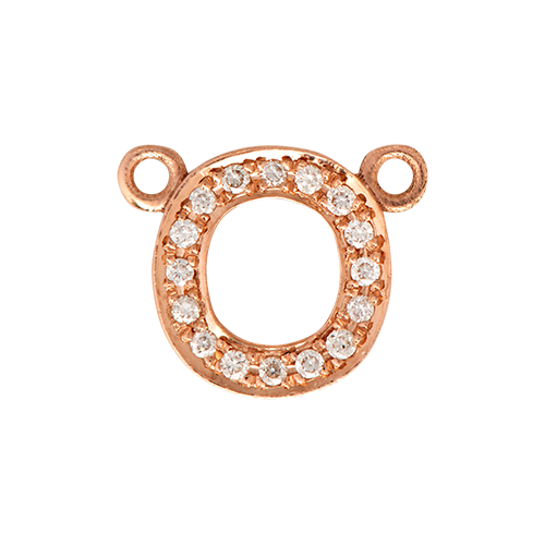 White Diamond + 14k Rose Gold Letter Charm