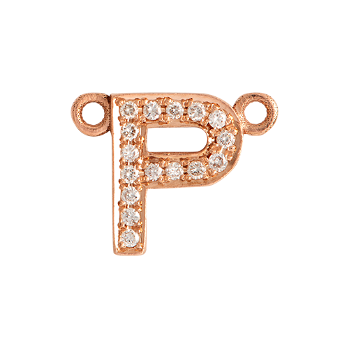 White Diamond + 14k Rose Gold Letter Charm