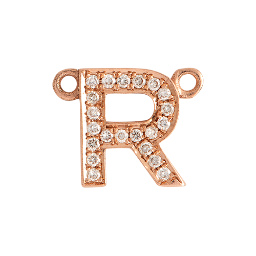 White Diamond + 14k Rose Gold Letter Charm