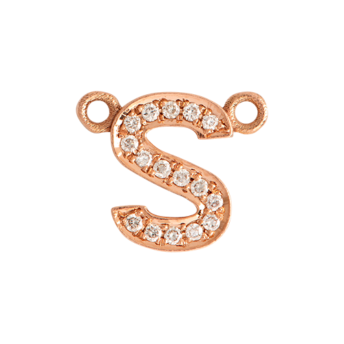 White Diamond + 14k Rose Gold Letter Charm