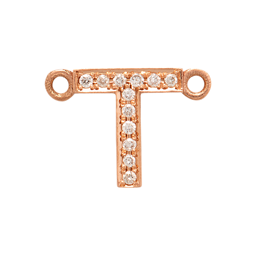 White Diamond + 14k Rose Gold Letter Charm