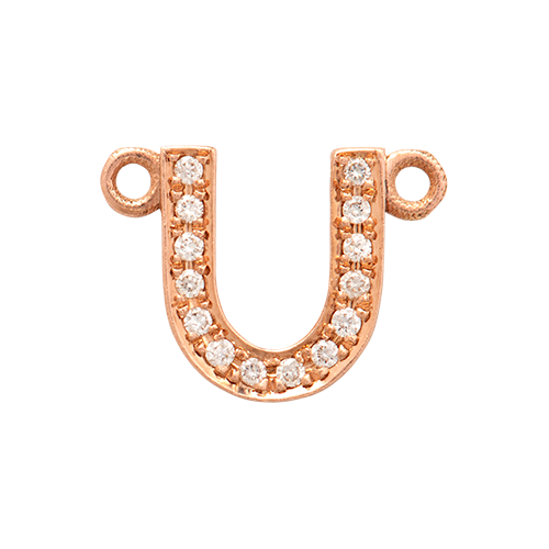 White Diamond + 14k Rose Gold Letter Charm