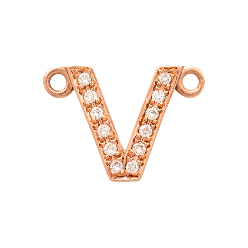 White Diamond + 14k Rose Gold Letter Charm
