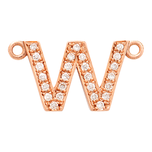 White Diamond + 14k Rose Gold Letter Charm