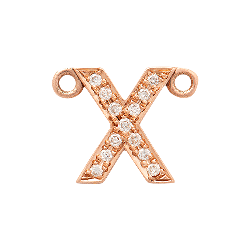 White Diamond + 14k Rose Gold Letter Charm