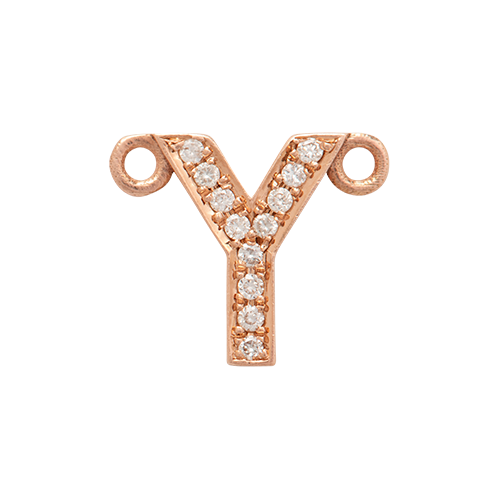 White Diamond + 14k Rose Gold Letter Charm