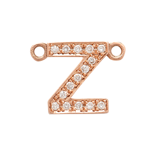 White Diamond + 14k Rose Gold Letter Charm