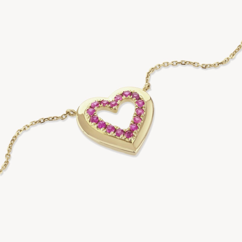 Pink Sapphire Heart Necklace