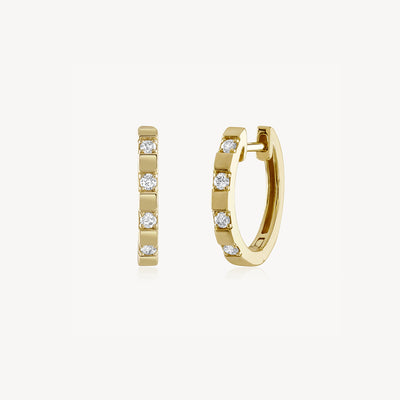 Small Check Diamond Hoop Earrings