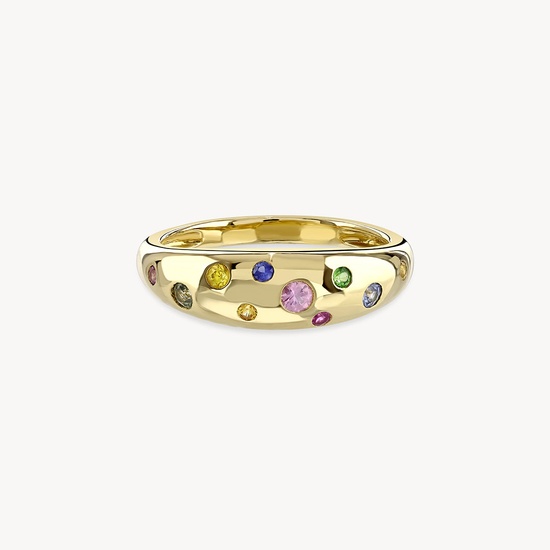 Rainbow Sapphire Sprinkle Ring