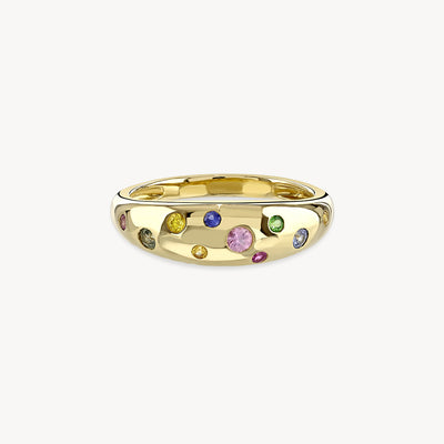 Rainbow Sapphire Sprinkle Ring