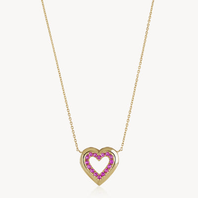 Pink Sapphire Heart Necklace