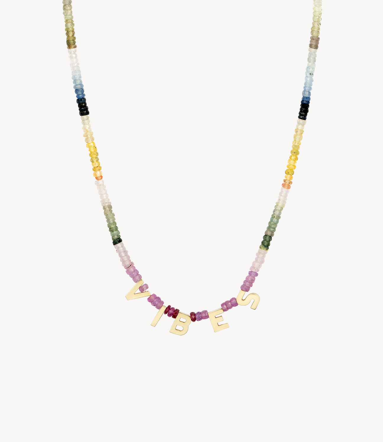 Graduated Rainbow Sapphire 'Vibes' Beaded Necklace