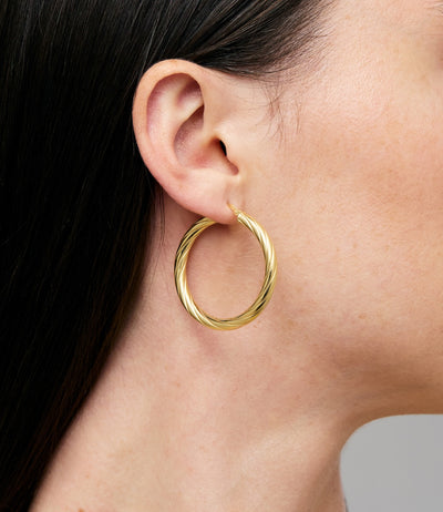 Janet's Retro Skinny 37mm Gold Hoop Earrings