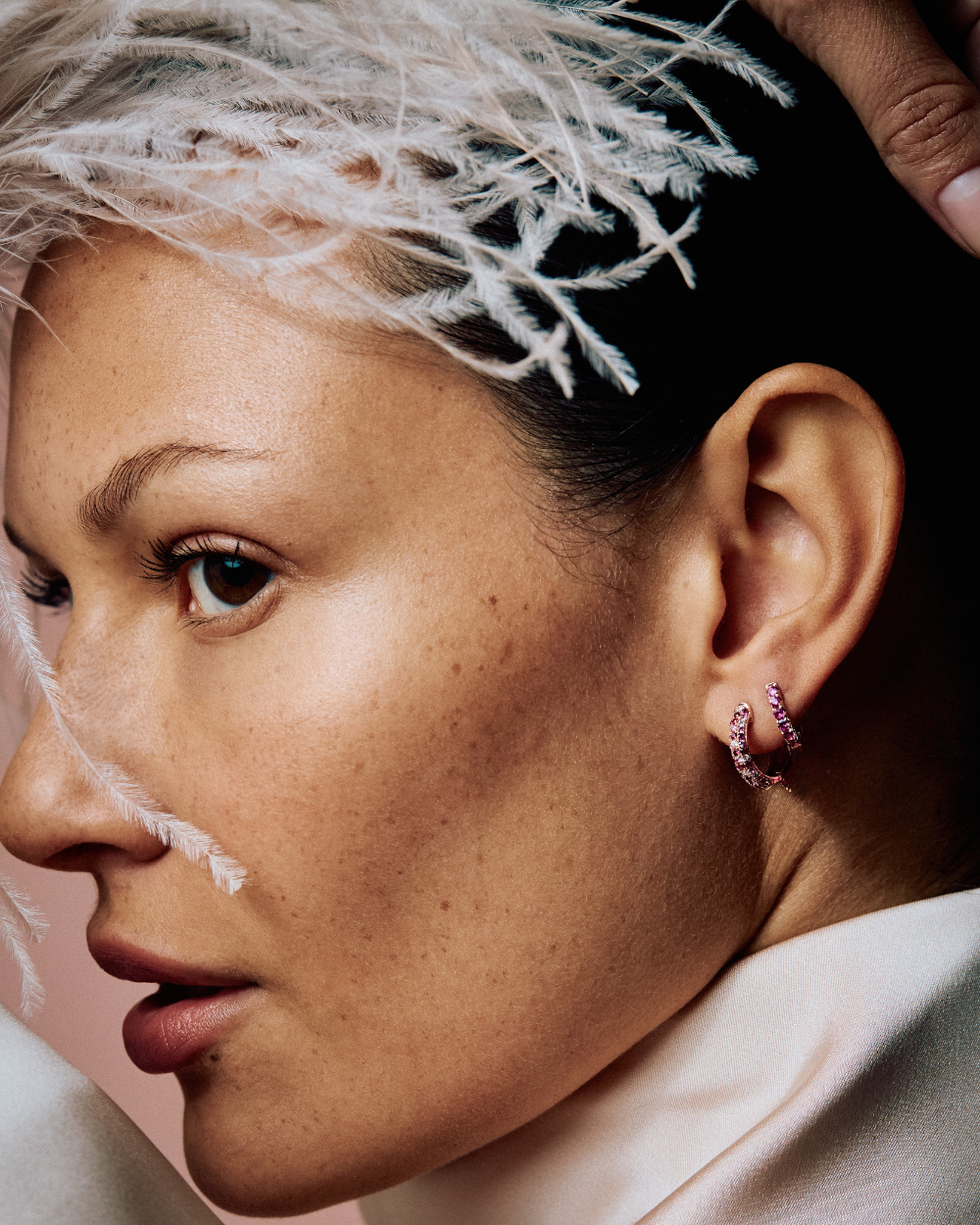 Pink Sapphire Huggie Earring