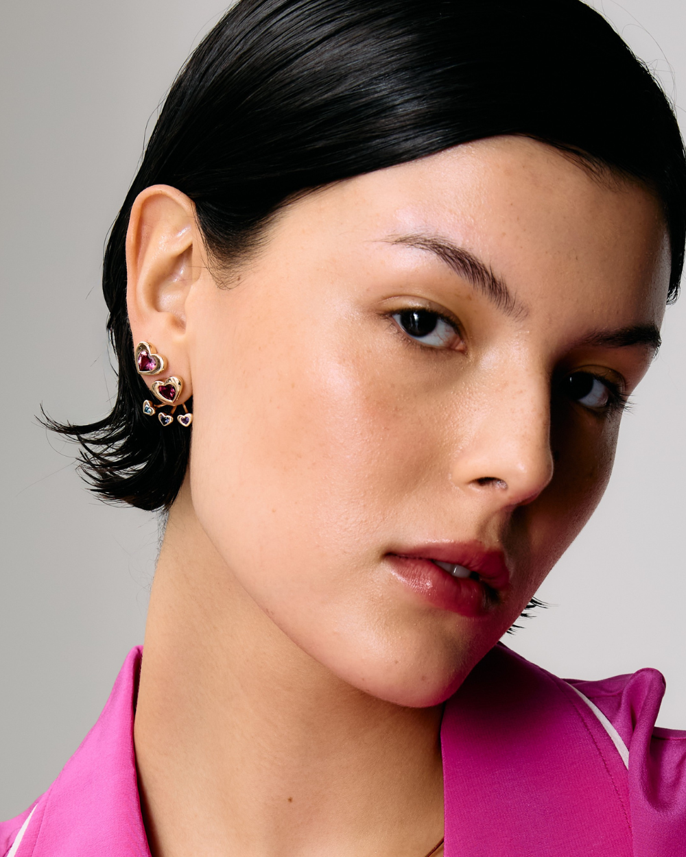 Tourmaline Total Stud Heart Earrings