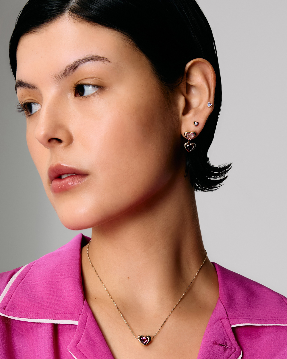 Mini Topaz Total Stud Heart Earrings