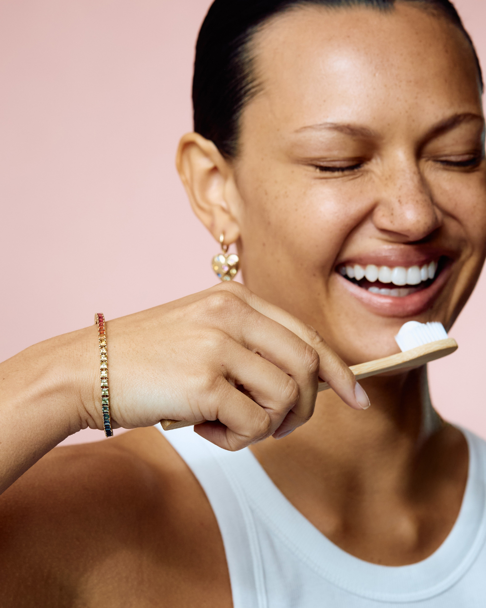 Princess-Cut Rainbow Sapphire Tennis Bracelet