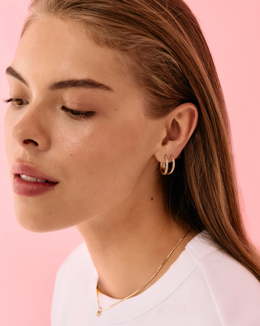 Gold Skinny Hoops Earrings