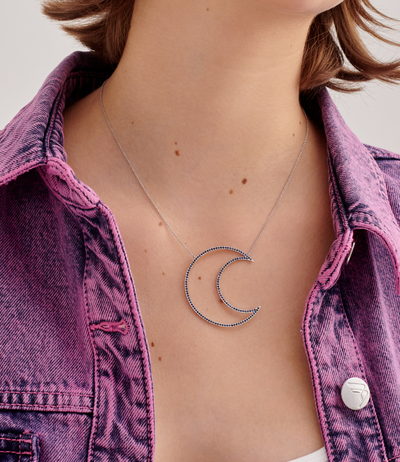 Giant Blue Sapphire Moon Necklace