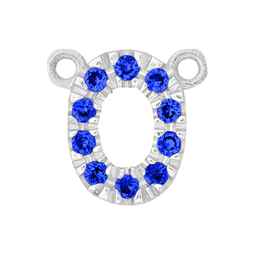 Blue Sapphire + 14k White Gold Number Charm