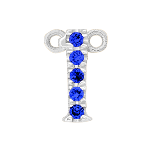 Blue Sapphire + 14k White Gold Number Charm