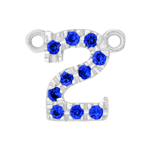 Blue Sapphire + 14k White Gold Number Charm