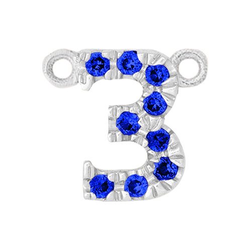 Blue Sapphire + 14k White Gold Number Charm