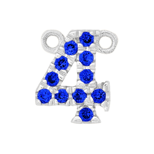 Blue Sapphire + 14k White Gold Number Charm