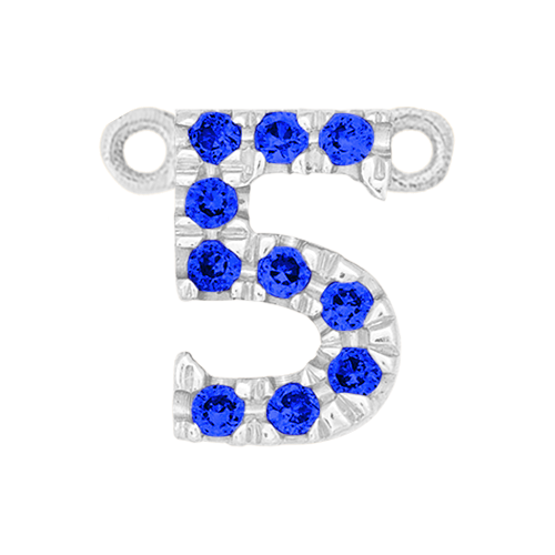 Blue Sapphire + 14k White Gold Number Charm