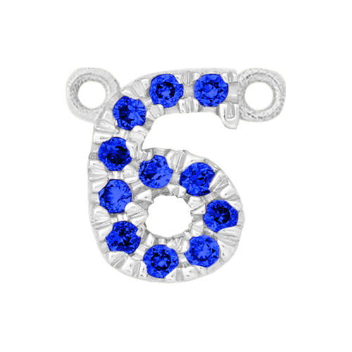 Blue Sapphire + 14k White Gold Number Charm