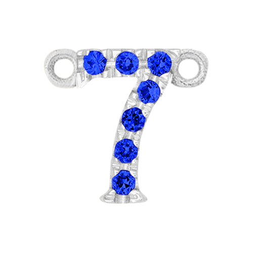 Blue Sapphire + 14k White Gold Number Charm