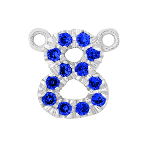 Blue Sapphire + 14k White Gold Number Charm