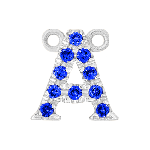 Blue Sapphire + 14k White Gold Letter Charm
