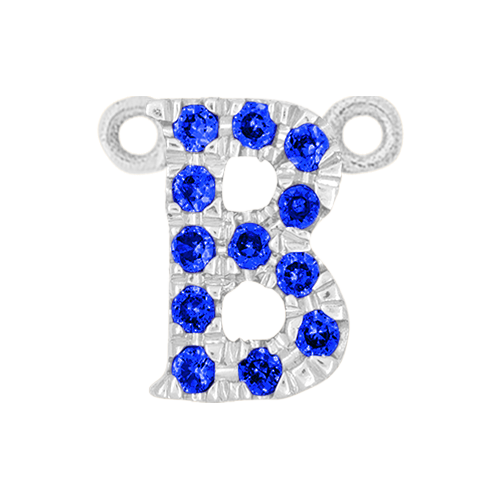 Blue Sapphire + 14k White Gold Letter Charm