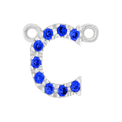 Blue Sapphire + 14k White Gold Letter Charm