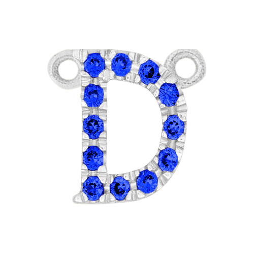 Blue Sapphire + 14k White Gold Letter Charm