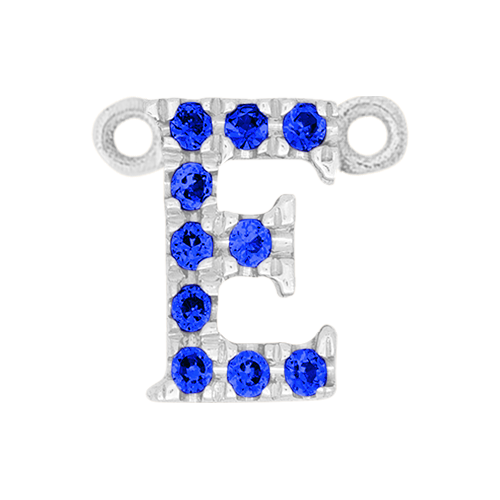 Blue Sapphire + 14k White Gold Letter Charm
