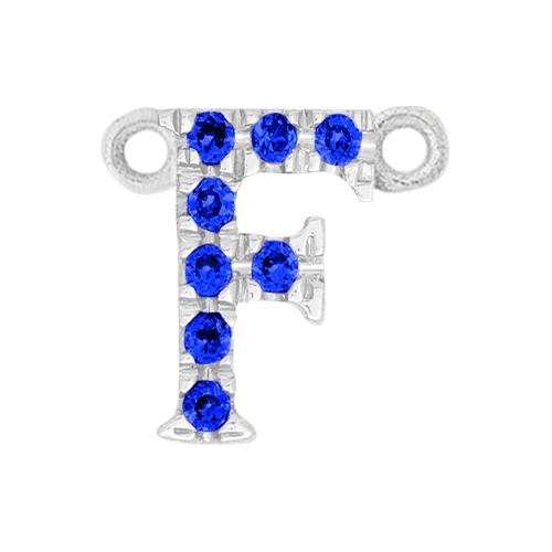 Blue Sapphire + 14k White Gold Letter Charm