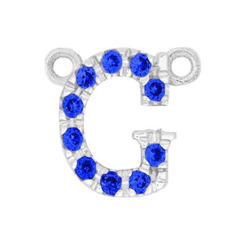 Blue Sapphire + 14k White Gold Letter Charm