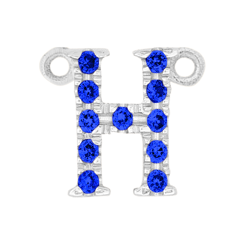 Blue Sapphire + 14k White Gold Letter Charm