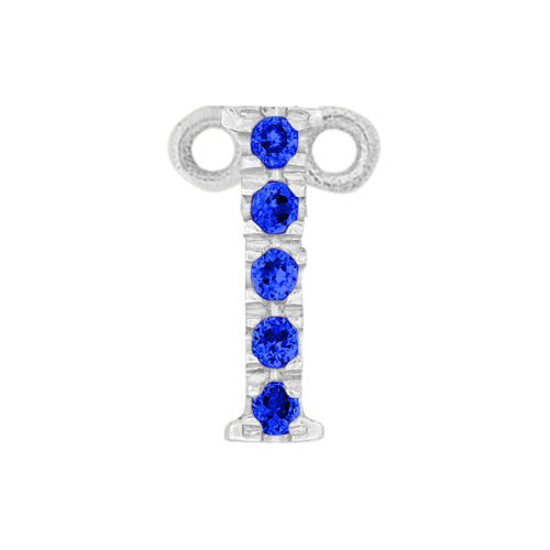 Blue Sapphire + 14k White Gold Letter Charm