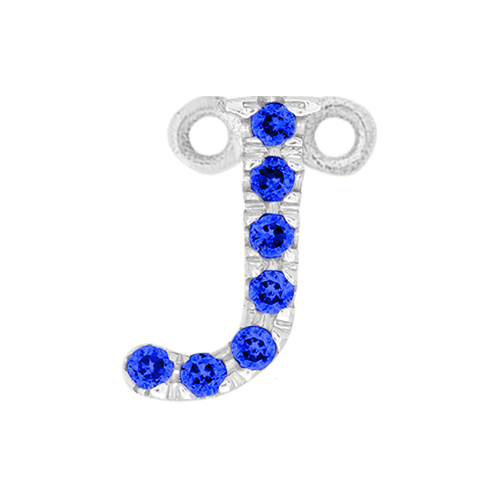 Blue Sapphire + 14k White Gold Letter Charm