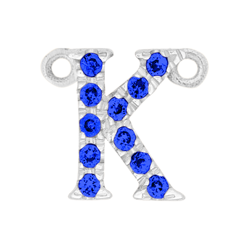 Blue Sapphire + 14k White Gold Letter Charm