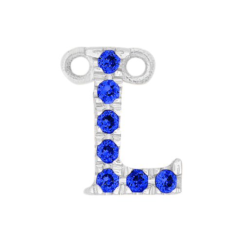 Blue Sapphire + 14k White Gold Letter Charm