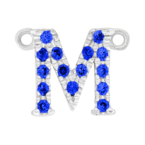 Blue Sapphire + 14k White Gold Letter Charm