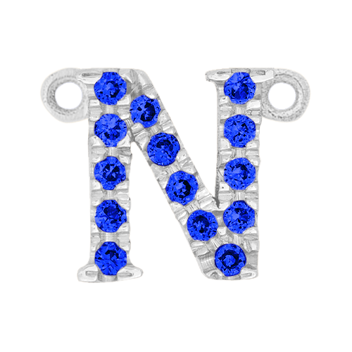Blue Sapphire + 14k White Gold Letter Charm