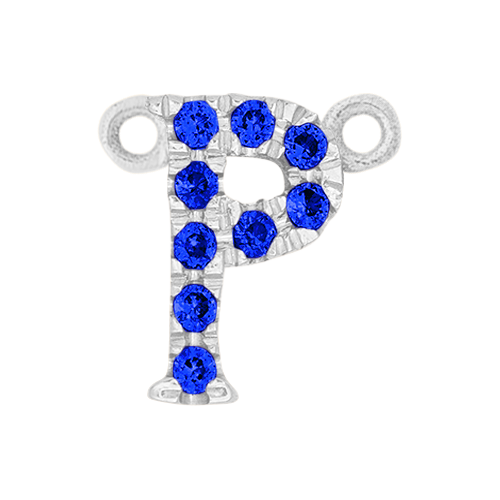 Blue Sapphire + 14k White Gold Letter Charm
